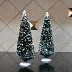Snow Village FROSTED TOPIARY TREES 2 DEPARTMENT 56